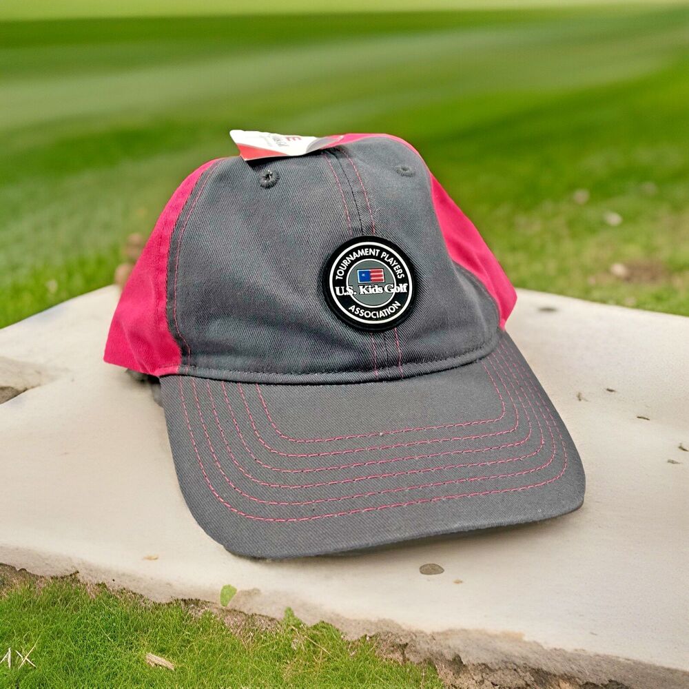 US Kids Golf Association Tournament Players CADDIE Adult Cap Hat Pink Adjustable
